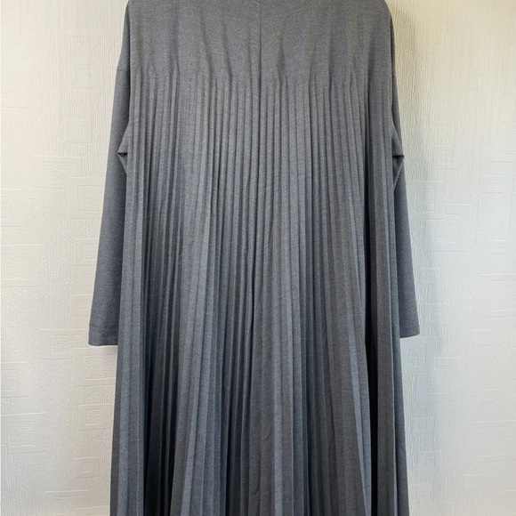 Oska Plisse Pleated Dress Oversized Lagenlook Shirt Dress Pockets Grey US0 UK8 - Picture 2 of 7